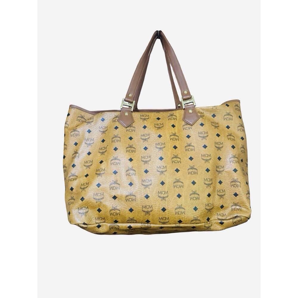 MCM Visetos Monogram Large Tote & Pouch EUC Limited Edition Orange Stripe - Picture 3 of 12